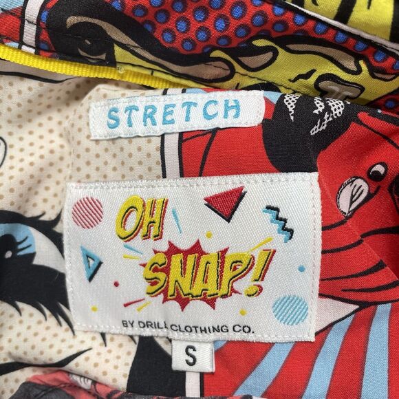 Oh Snap Drill Clothing Co Shirt Sz S Mens Comic Pop Art Pizza Pinup Lips Boom - Picture 7 of 8